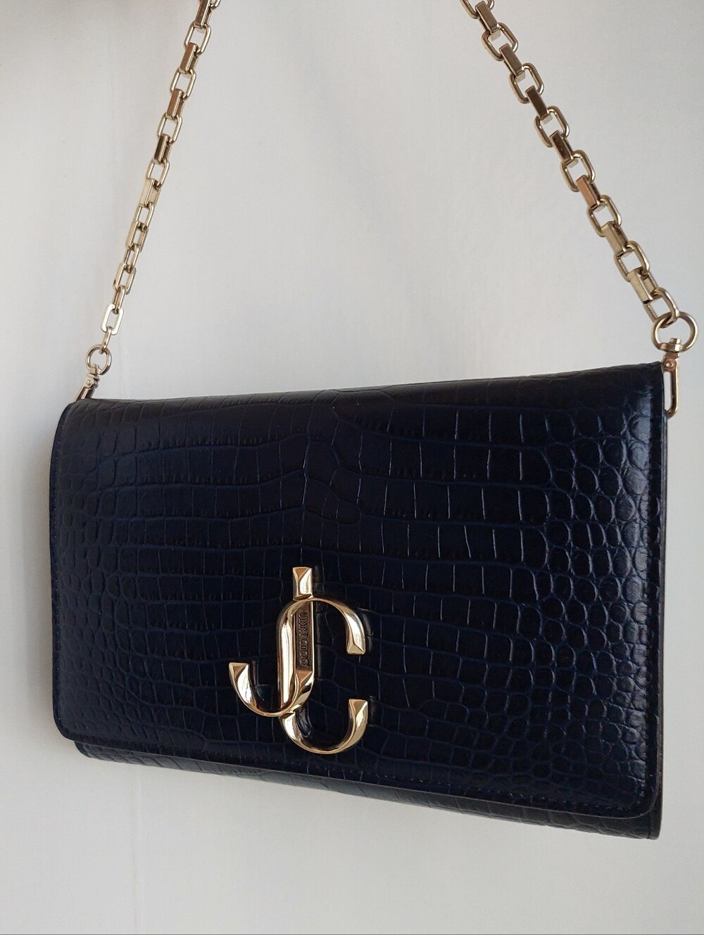 Jimmy Choo Varenne Navy Blue Croc Clutch Bag - Picture 5 of 17